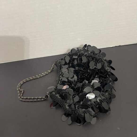 Handbags - Vintage Page D. Black Beaded Evening Mini Purse Bag Clutched Victorian